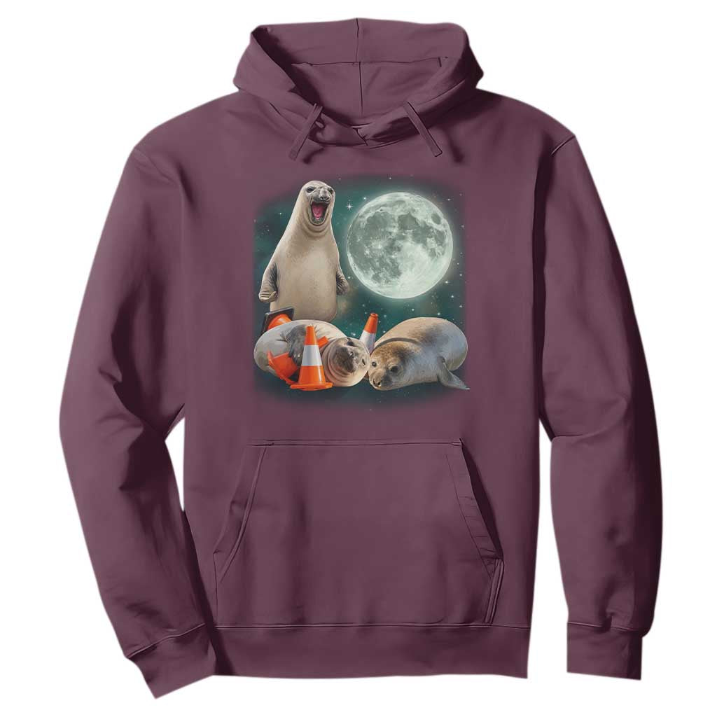Funny Neil The Seal Howling at Moon 90s Retro Hoodie TS11 Maroon Print Your Wear