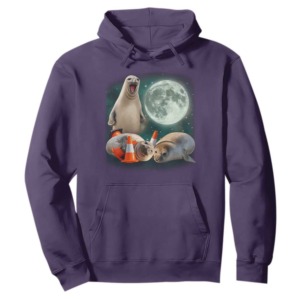 Funny Neil The Seal Howling at Moon 90s Retro Hoodie TS11 Purple Print Your Wear