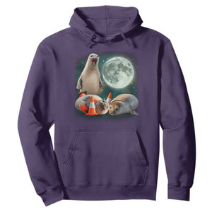 Funny Neil The Seal Howling at Moon 90s Retro Hoodie TS11 Purple Print Your Wear