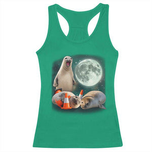 Funny Neil The Seal Howling at Moon 90s Retro Racerback Tank Top TS11 Irish Green Print Your Wear