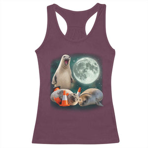 Funny Neil The Seal Howling at Moon 90s Retro Racerback Tank Top TS11 Maroon Print Your Wear