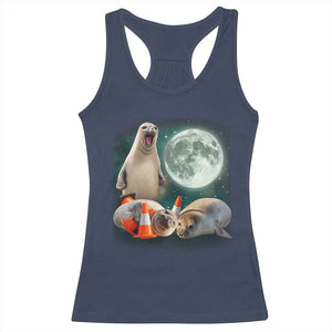 Funny Neil The Seal Howling at Moon 90s Retro Racerback Tank Top TS11 Navy Print Your Wear