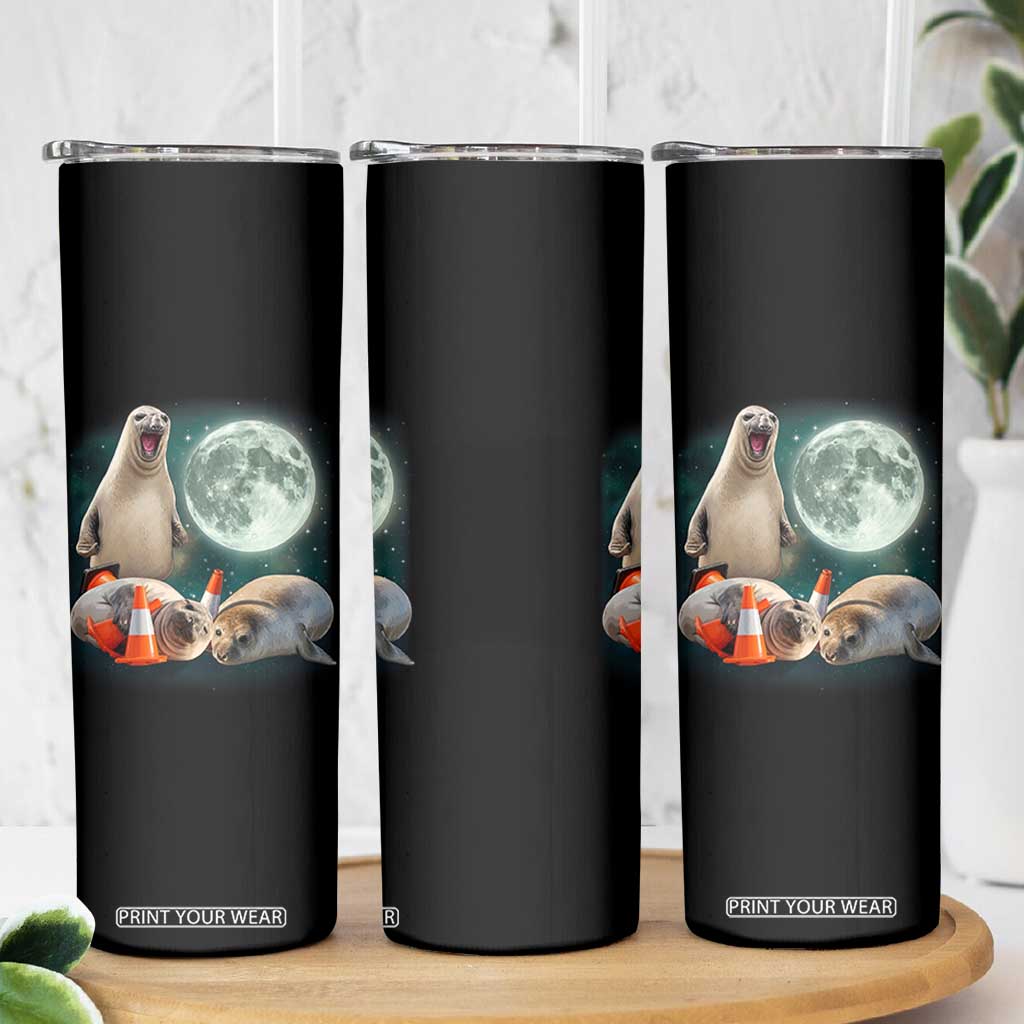 Funny Neil The Seal Howling at Moon 90s Retro Skinny Tumbler TS11 Print Your Wear