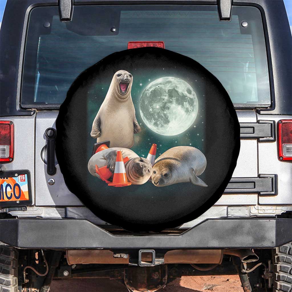 Funny Neil The Seal Howling at Moon 90s Retro Spare Tire Cover TS11 No hole Black Print Your Wear