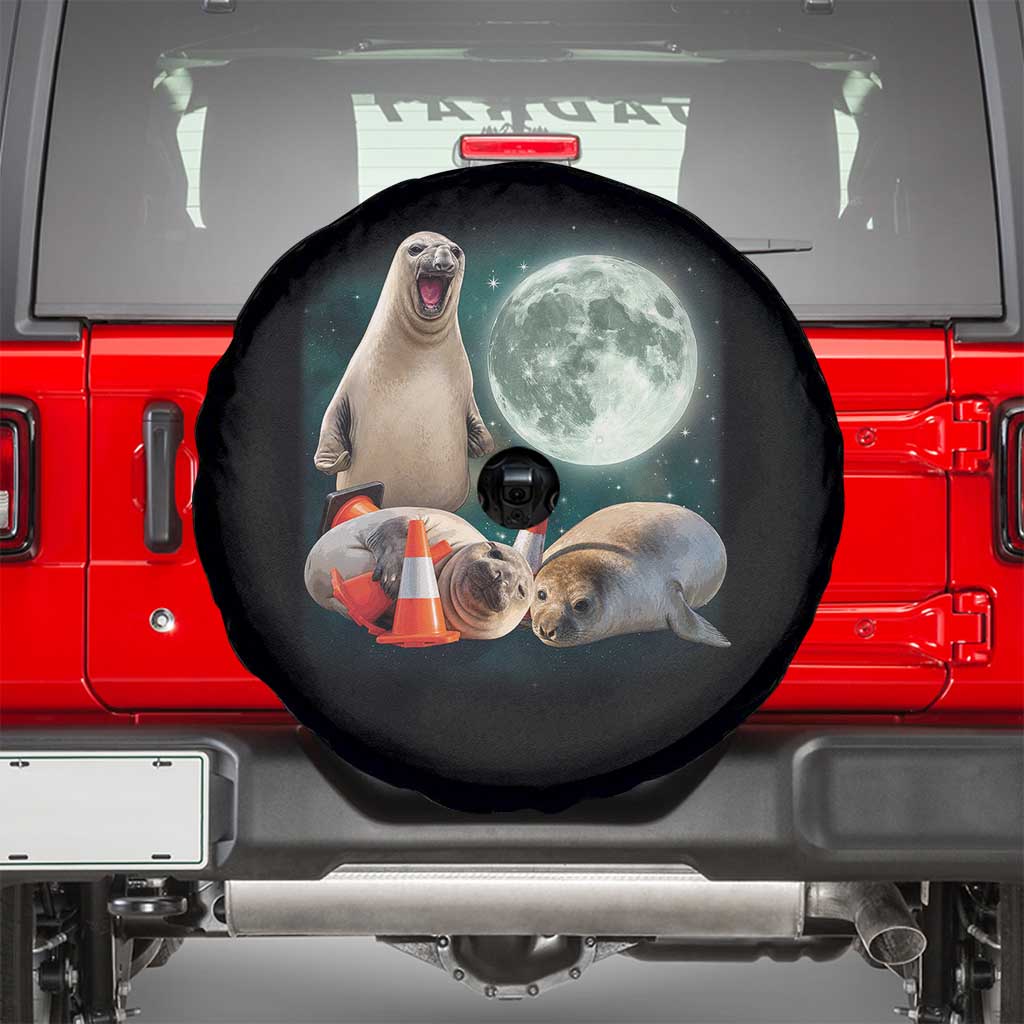 Funny Neil The Seal Howling at Moon 90s Retro Spare Tire Cover TS11 Black Print Your Wear