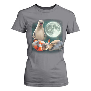 Funny Neil The Seal Howling at Moon 90s Retro T Shirt For Women TS11 Charcoal Print Your Wear