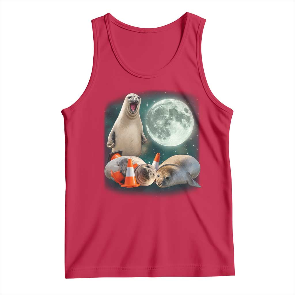Funny Neil The Seal Howling at Moon 90s Retro Tank Top TS11 Red Print Your Wear