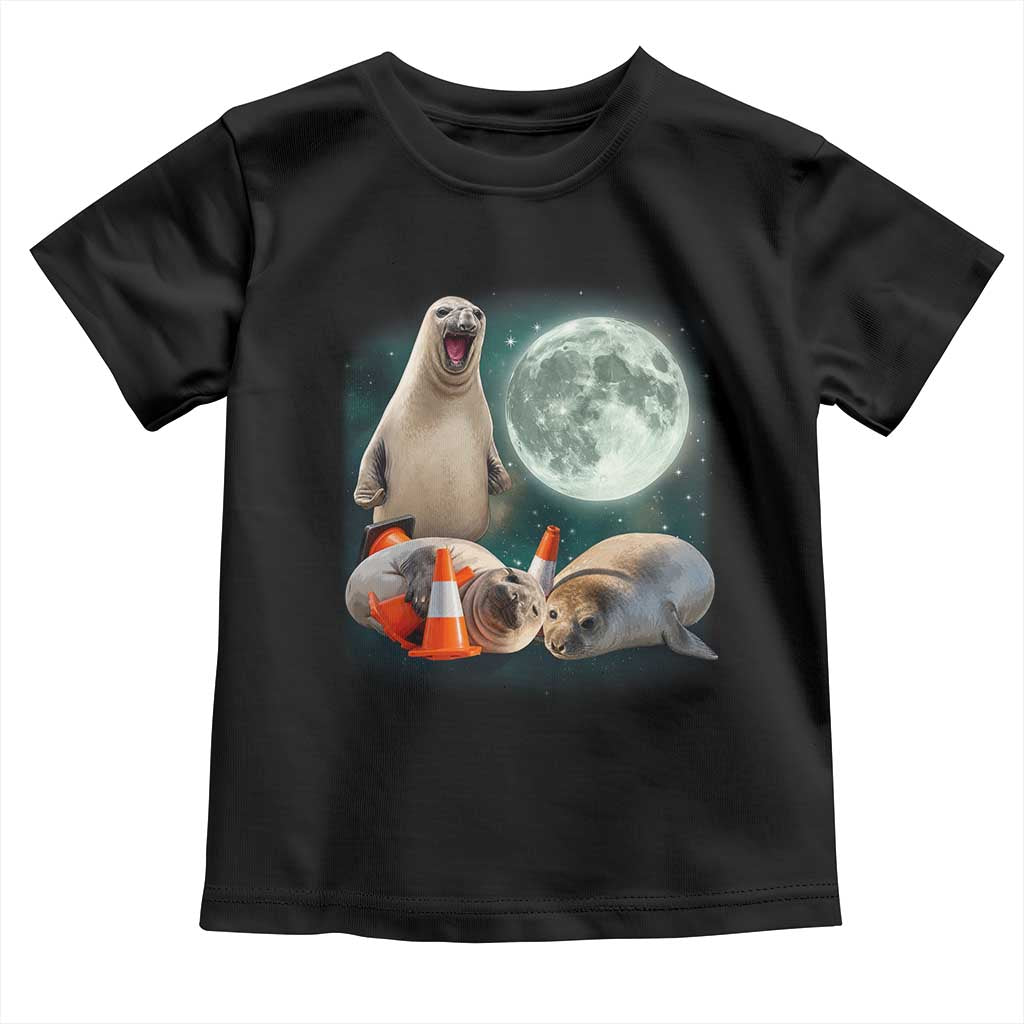 Funny Neil The Seal Howling at Moon 90s Retro Toddler T Shirt TS11 Black Print Your Wear