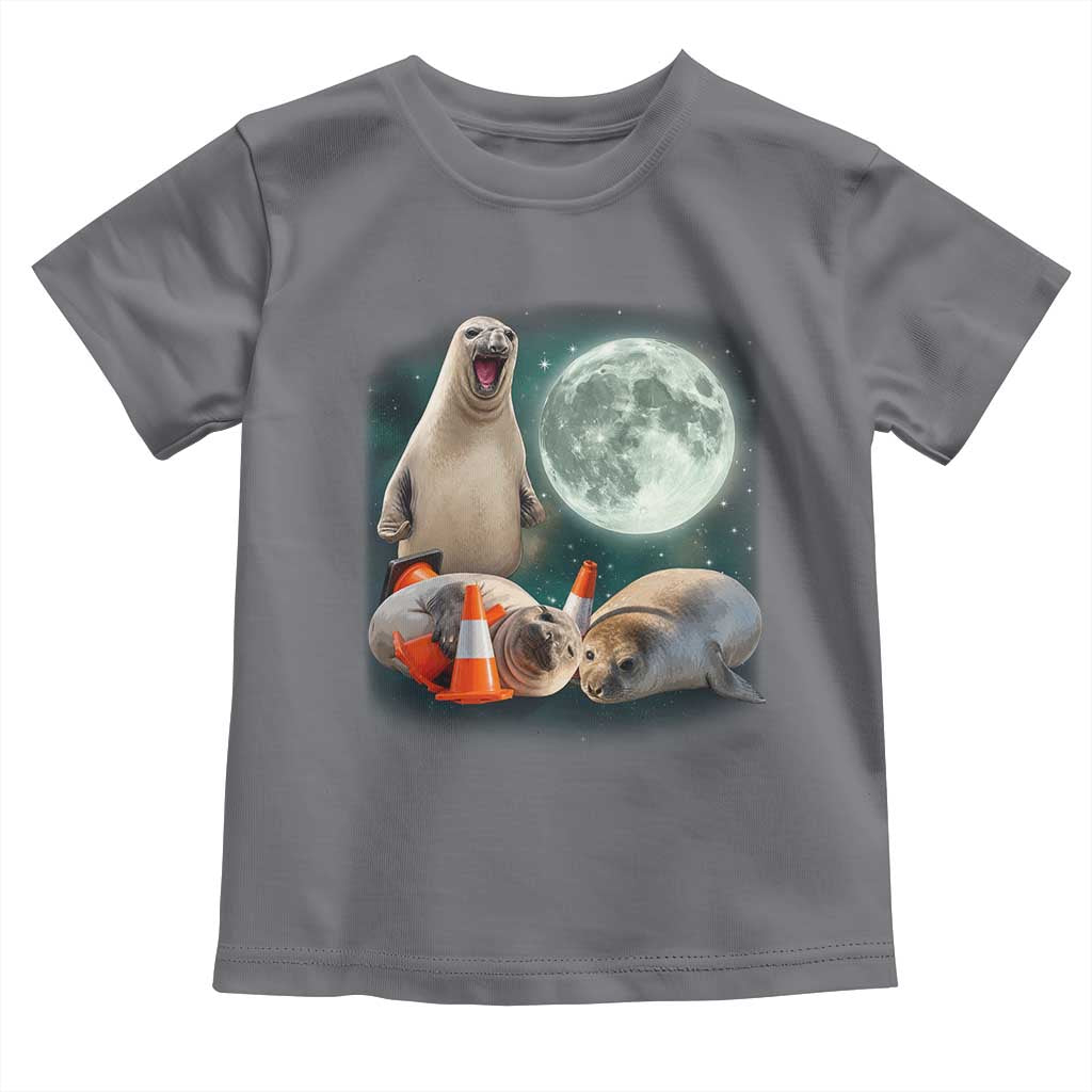 Funny Neil The Seal Howling at Moon 90s Retro Toddler T Shirt TS11 Charcoal Print Your Wear