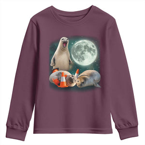 Funny Neil The Seal Howling at Moon 90s Retro Youth Sweatshirt TS11 Maroon Print Your Wear