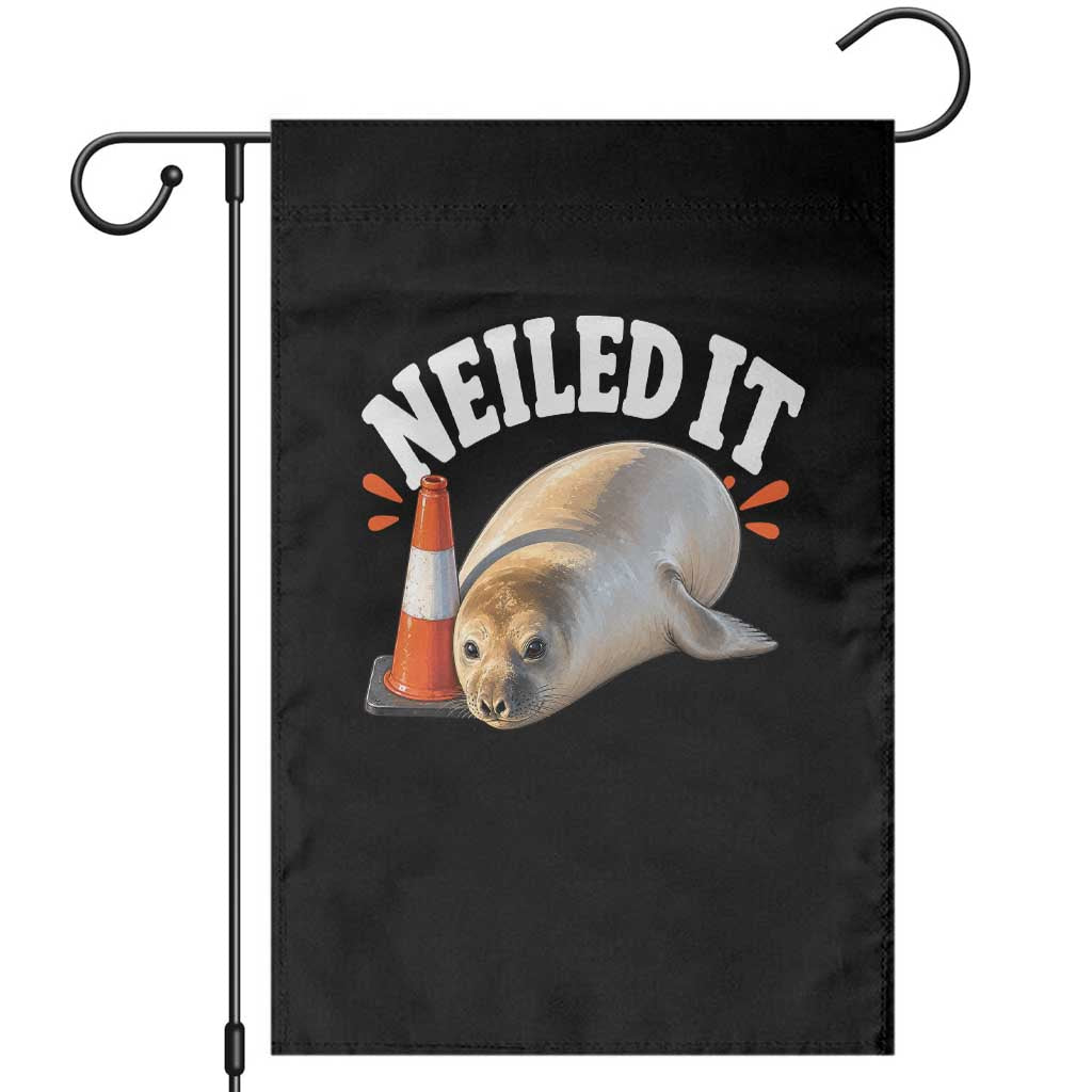 Neil The Seal Nailed It Garden Flag Funny Tasmania Elephant Seal Traffic Cone Meme Art TS11 Black Print Your Wear