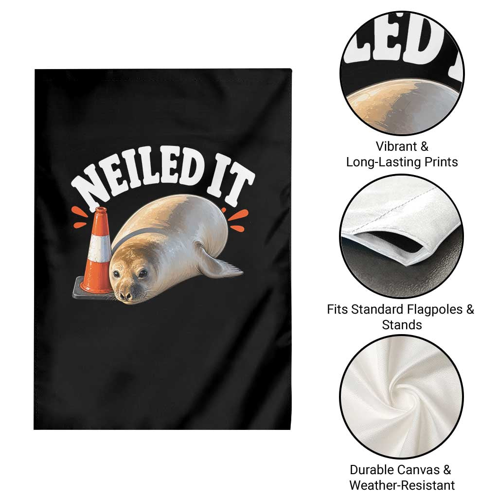 Neil The Seal Nailed It Garden Flag Funny Tasmania Elephant Seal Traffic Cone Meme Art TS11 Print Your Wear
