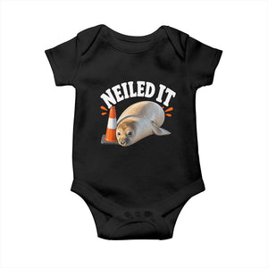 Neil The Seal Nailed It Baby Onesie Funny Tasmania Elephant Seal Traffic Cone Meme Art TS11 Black Print Your Wear