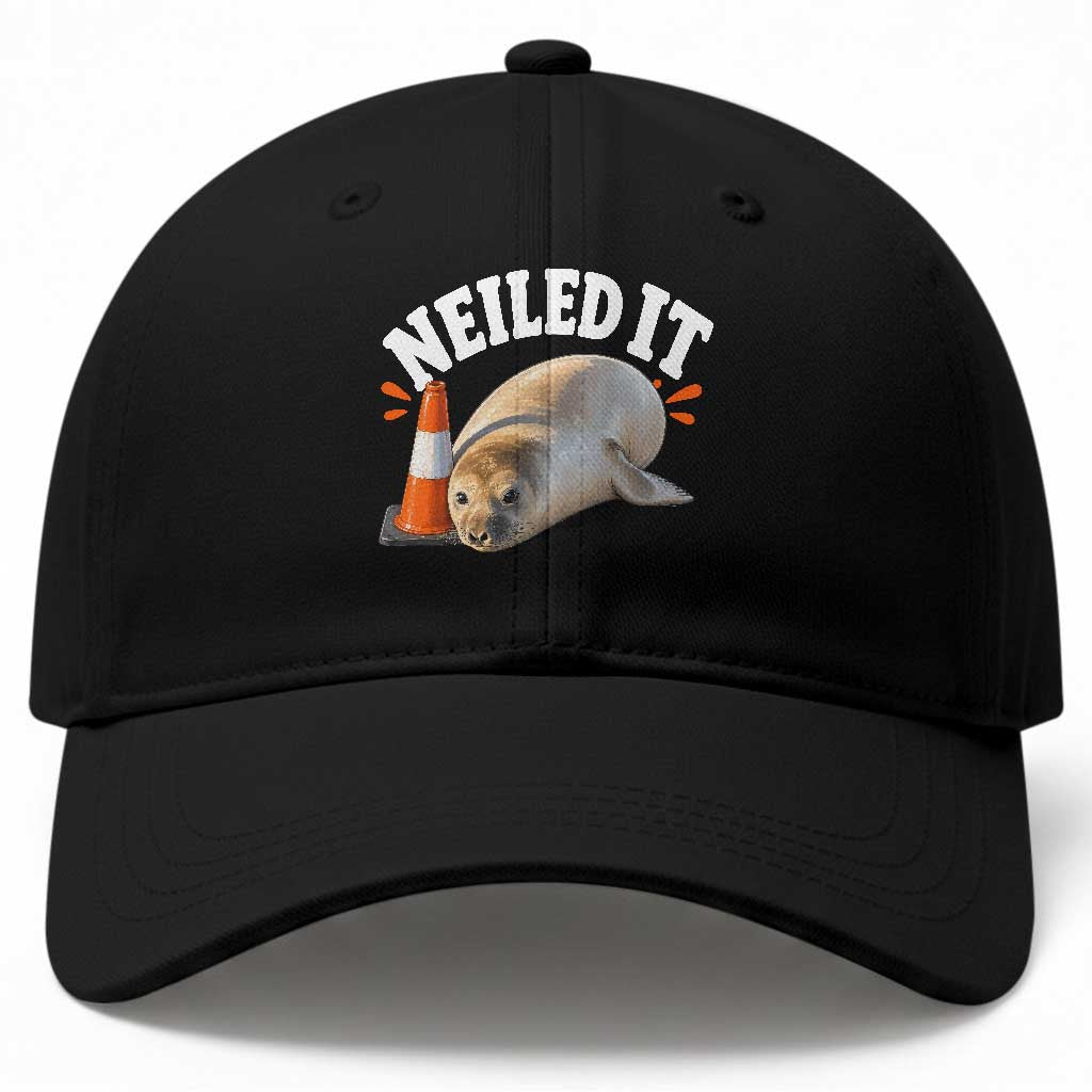 Neil The Seal Nailed It Baseball Cap Funny Tasmania Elephant Seal Traffic Cone Meme Art TS11 Print Your Wear