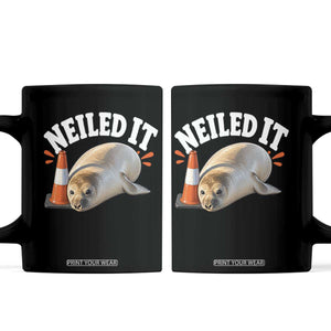 Neil The Seal Nailed It Coffee Mug Funny Tasmania Elephant Seal Traffic Cone Meme Art TS11 Black Print Your Wear