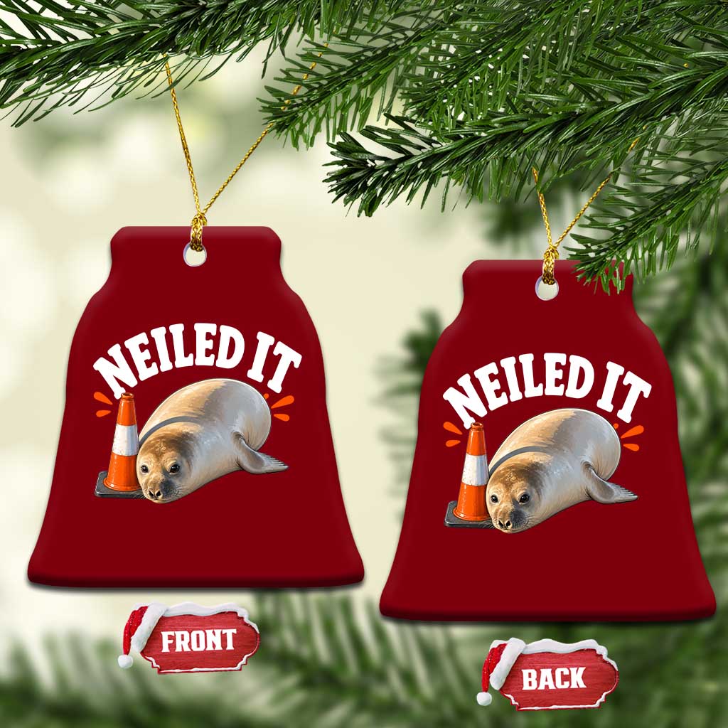 Neil The Seal Nailed It Ceramic Ornament Funny Tasmania Elephant Seal Traffic Cone Meme Art TS11 Print Your Wear
