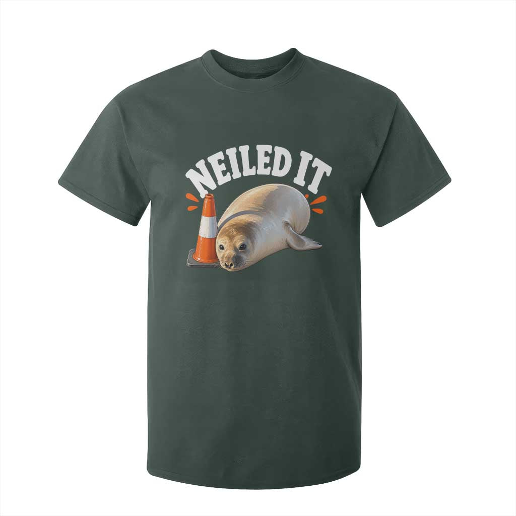 Neil The Seal Nailed It T Shirt For Kid Funny Tasmania Elephant Seal Traffic Cone Meme Art TS11 Dark Forest Green Print Your Wear