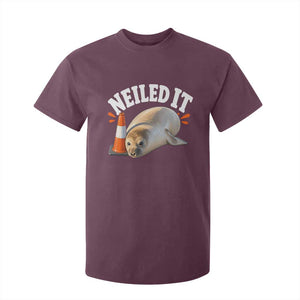 Neil The Seal Nailed It T Shirt For Kid Funny Tasmania Elephant Seal Traffic Cone Meme Art TS11 Maroon Print Your Wear