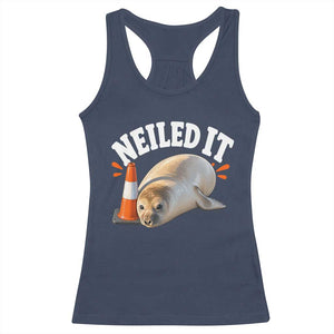 Neil The Seal Nailed It Racerback Tank Top Funny Tasmania Elephant Seal Traffic Cone Meme Art TS11 Navy Print Your Wear