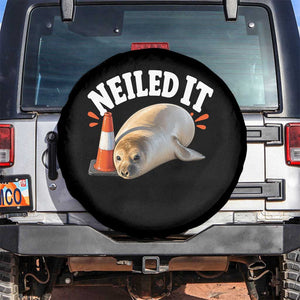 Neil The Seal Nailed It Spare Tire Cover Funny Tasmania Elephant Seal Traffic Cone Meme Art TS11 No hole Black Print Your Wear