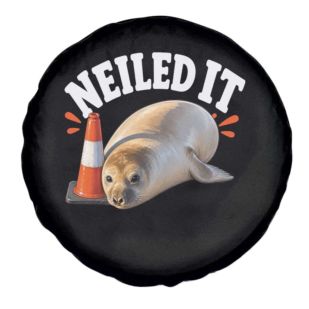 Neil The Seal Nailed It Spare Tire Cover Funny Tasmania Elephant Seal Traffic Cone Meme Art TS11 Print Your Wear