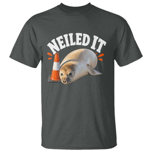 Neil The Seal Nailed It T Shirt Funny Tasmania Elephant Seal Traffic Cone Meme Art TS11 Dark Heather Print Your Wear