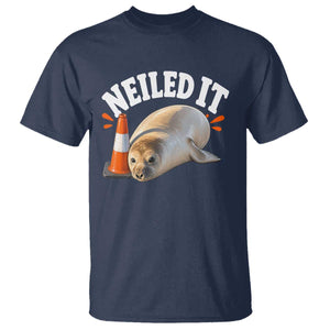 Neil The Seal Nailed It T Shirt Funny Tasmania Elephant Seal Traffic Cone Meme Art TS11 Navy Print Your Wear