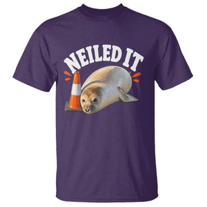 Neil The Seal Nailed It T Shirt Funny Tasmania Elephant Seal Traffic Cone Meme Art TS11 Purple Print Your Wear