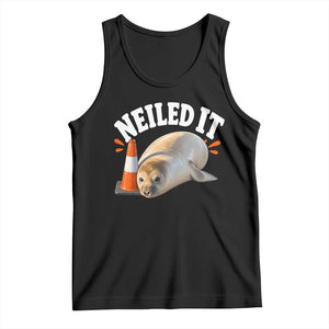 Neil The Seal Nailed It Tank Top Funny Tasmania Elephant Seal Traffic Cone Meme Art TS11 Black Print Your Wear