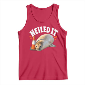 Neil The Seal Nailed It Tank Top Funny Tasmania Elephant Seal Traffic Cone Meme Art TS11 Red Print Your Wear