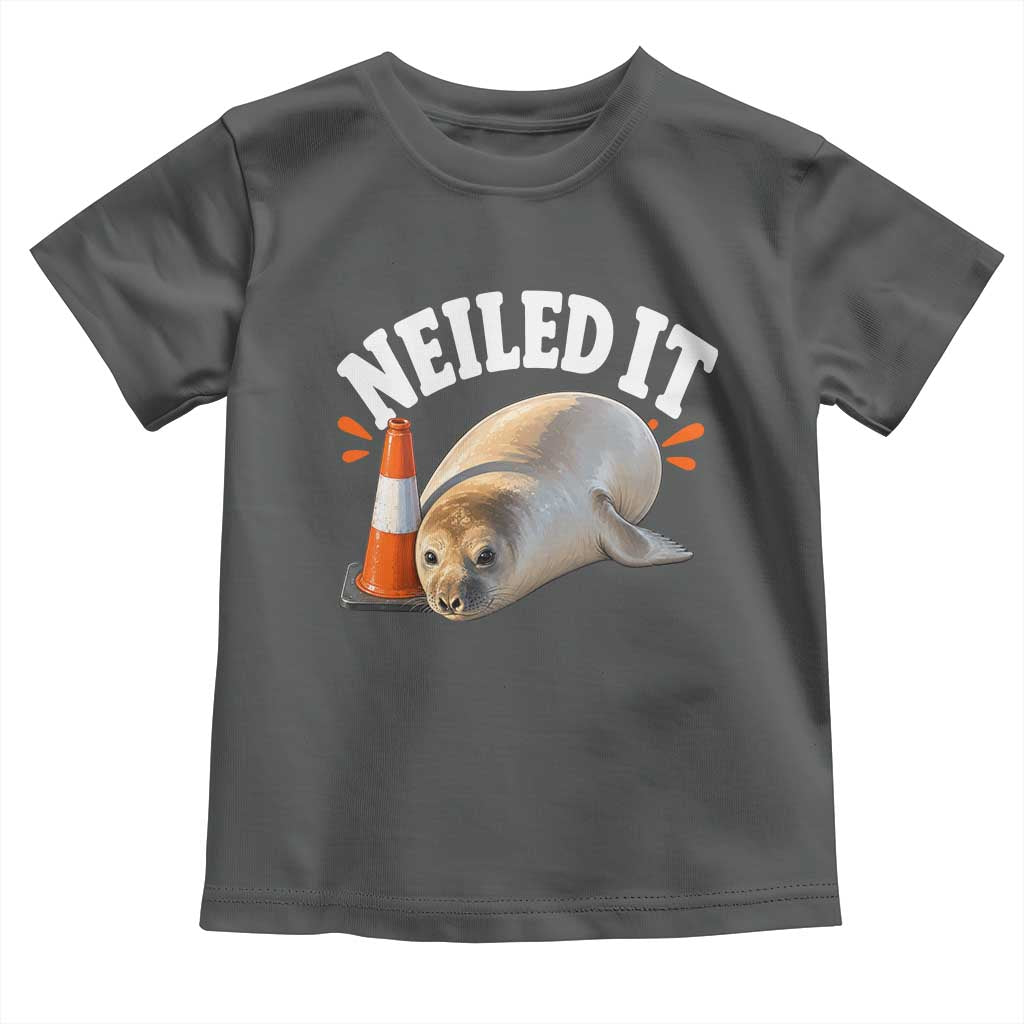 Neil The Seal Nailed It Toddler T Shirt Funny Tasmania Elephant Seal Traffic Cone Meme Art TS11 Dark Heather Print Your Wear