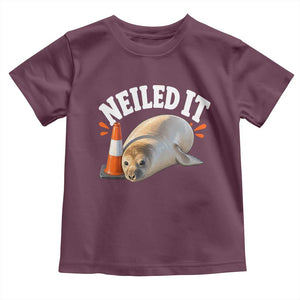 Neil The Seal Nailed It Toddler T Shirt Funny Tasmania Elephant Seal Traffic Cone Meme Art TS11 Maroon Print Your Wear
