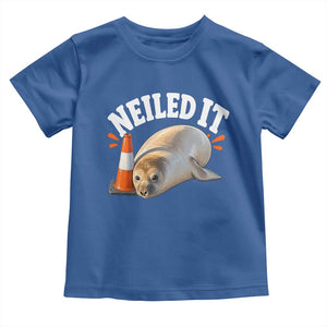Neil The Seal Nailed It Toddler T Shirt Funny Tasmania Elephant Seal Traffic Cone Meme Art TS11 Royal Blue Print Your Wear