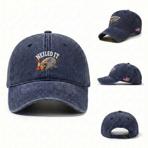 Neil The Seal Nailed It Washed Cotton Baseball Cap Funny Tasmania Elephant Seal Traffic Cone Meme Art TS11 Washed Cap Universal Fit Navy Print Your Wear