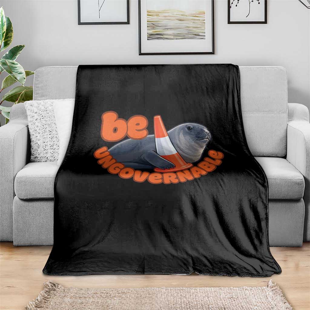 Neil The Seal Be Ungovernable Throw Blanket Funny Tasmania Elephant Seal Road TS11 Print Your Wear