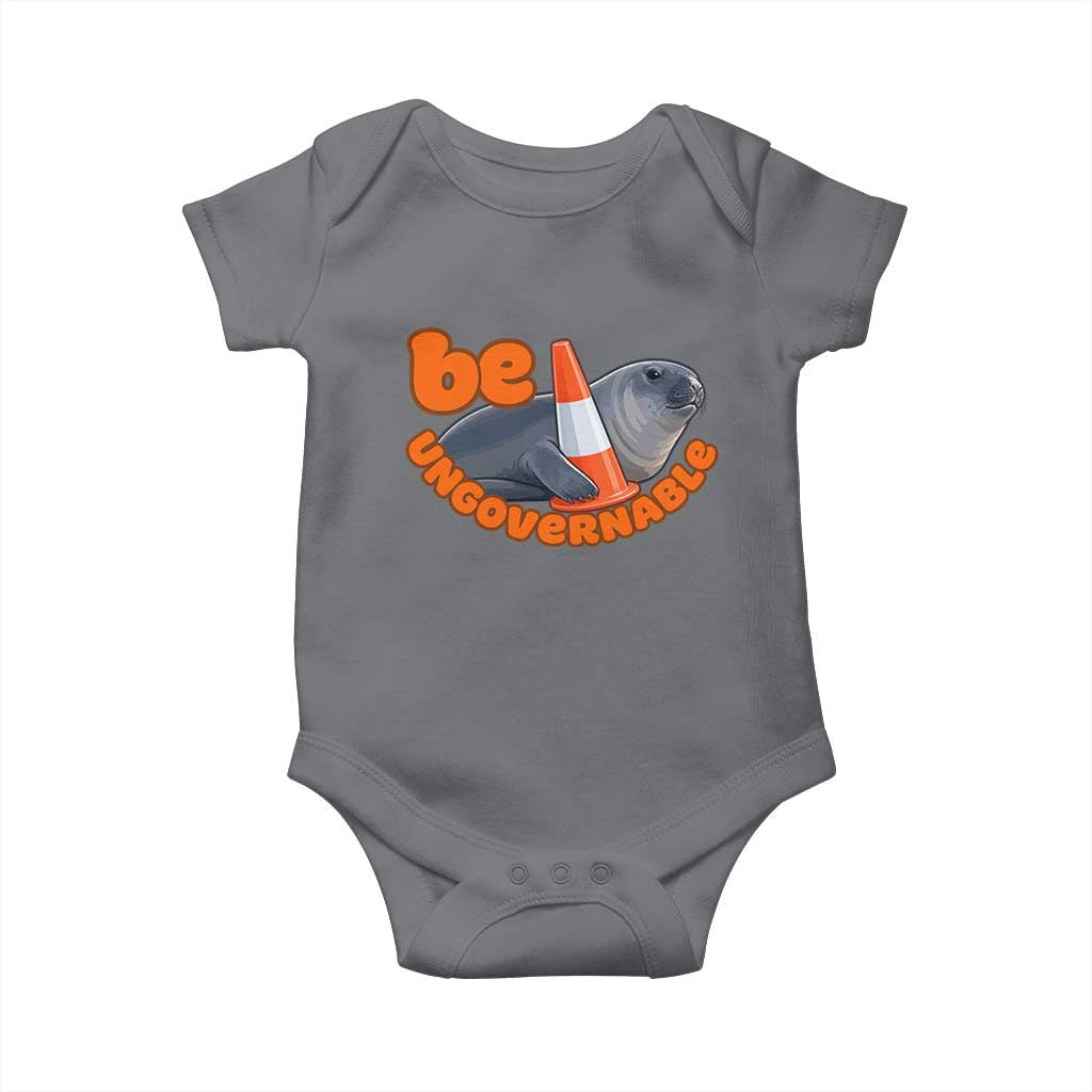 Neil The Seal Be Ungovernable Baby Onesie Funny Tasmania Elephant Seal Road TS11 Charcoal Print Your Wear