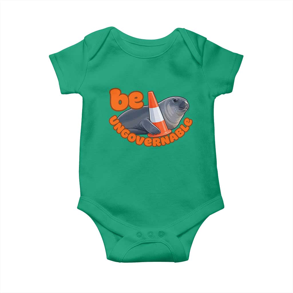 Neil The Seal Be Ungovernable Baby Onesie Funny Tasmania Elephant Seal Road TS11 Irish Green Print Your Wear