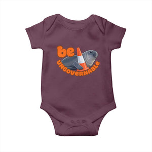 Neil The Seal Be Ungovernable Baby Onesie Funny Tasmania Elephant Seal Road TS11 Maroon Print Your Wear