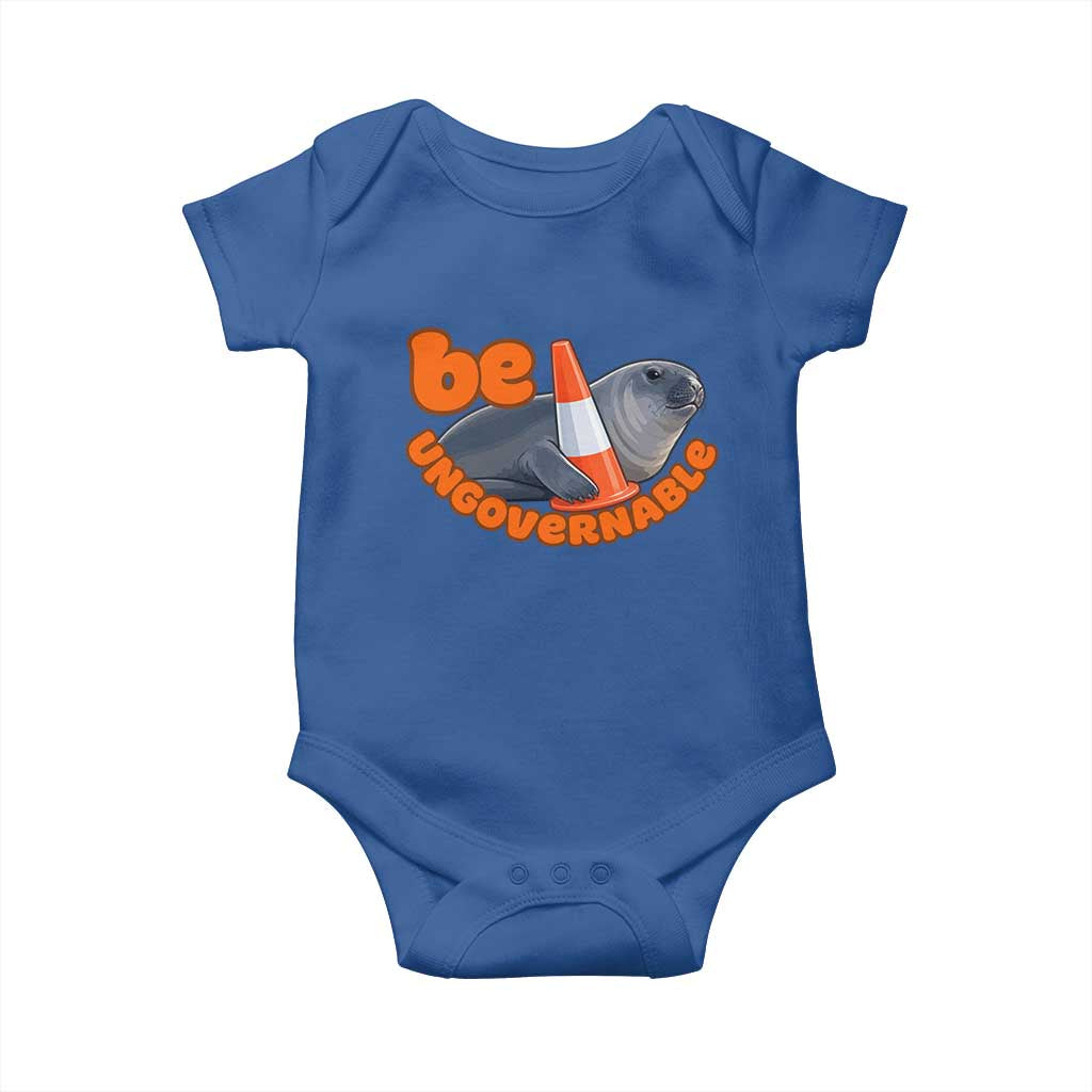 Neil The Seal Be Ungovernable Baby Onesie Funny Tasmania Elephant Seal Road TS11 Royal Blue Print Your Wear