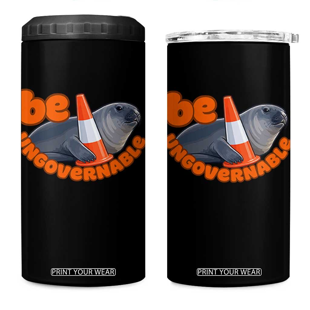 Neil The Seal Be Ungovernable 4 in 1 Can Cooler Tumbler Funny Tasmania Elephant Seal Road TS11 One Size: 16 oz Black Print Your Wear