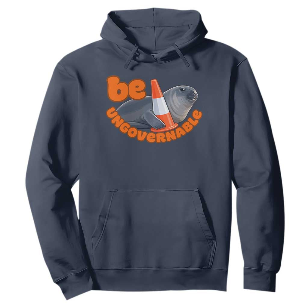 Neil The Seal Be Ungovernable Hoodie Funny Tasmania Elephant Seal Road TS11 Navy Print Your Wear