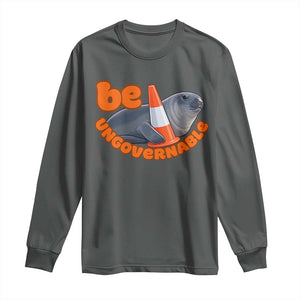 Neil The Seal Be Ungovernable Long Sleeve Shirt Funny Tasmania Elephant Seal Road TS11 Dark Heather Print Your Wear