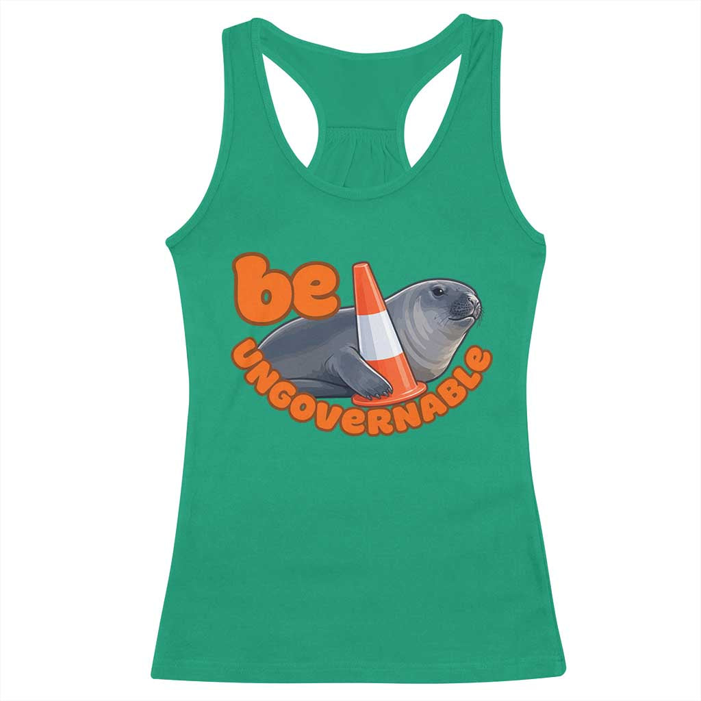 Neil The Seal Be Ungovernable Racerback Tank Top Funny Tasmania Elephant Seal Road TS11 Irish Green Print Your Wear