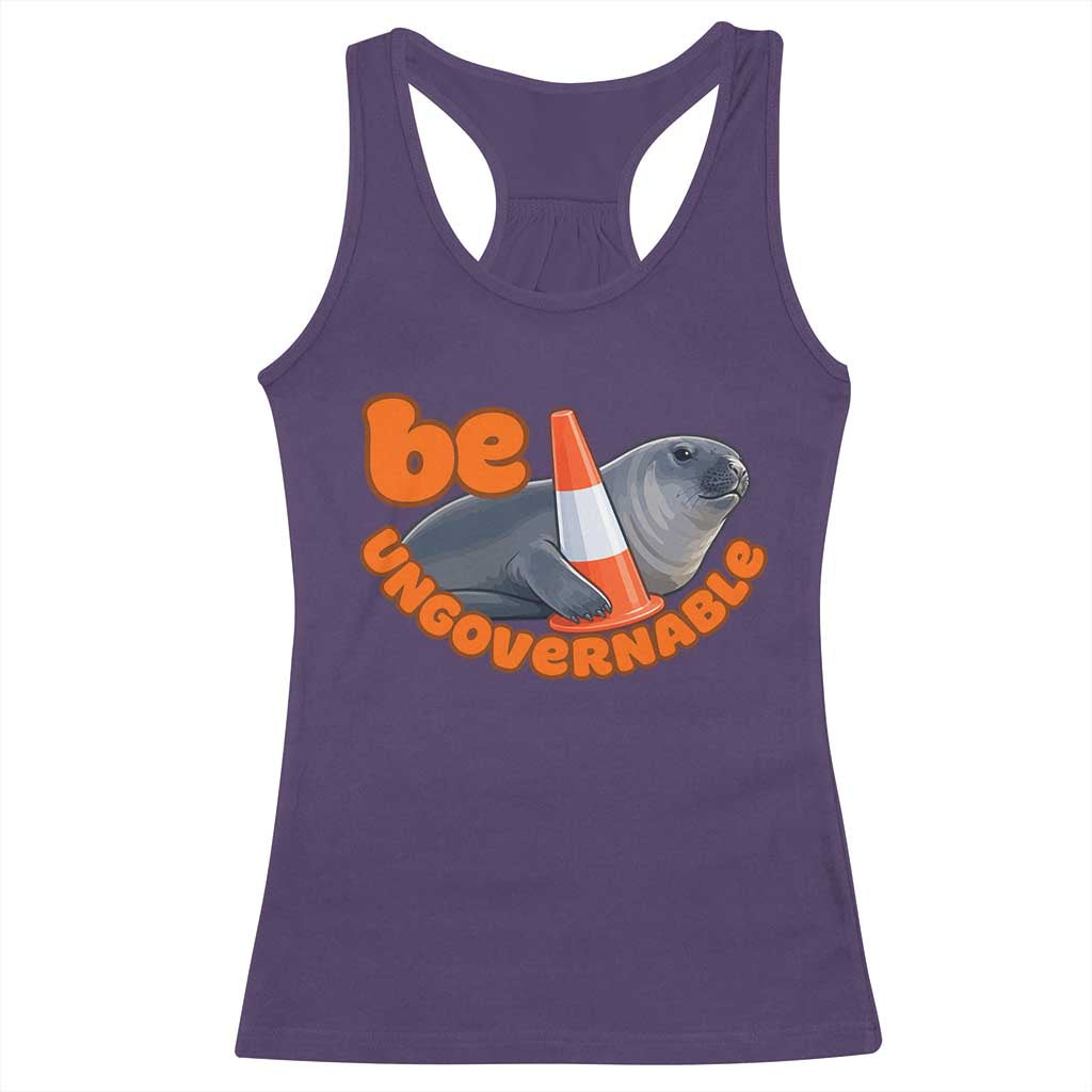 Neil The Seal Be Ungovernable Racerback Tank Top Funny Tasmania Elephant Seal Road TS11 Purple Print Your Wear