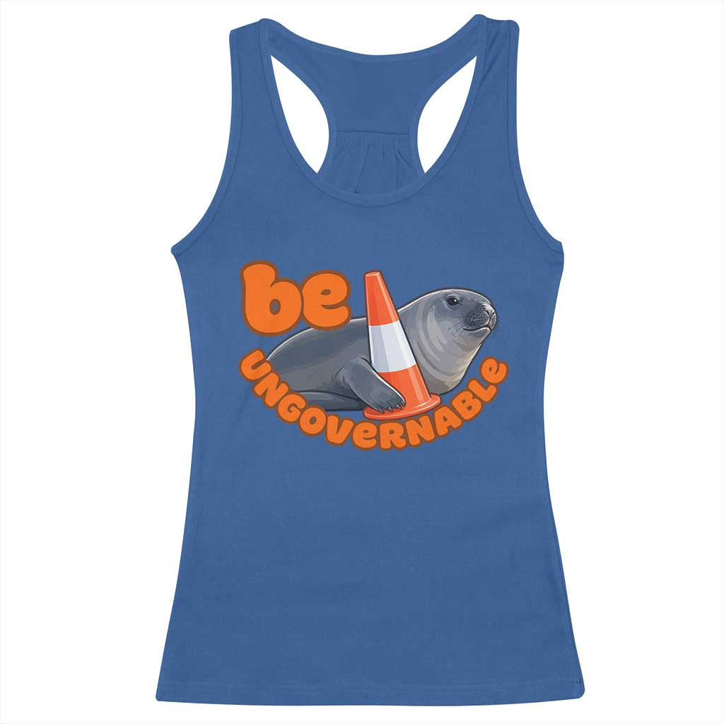 Neil The Seal Be Ungovernable Racerback Tank Top Funny Tasmania Elephant Seal Road TS11 Royal Blue Print Your Wear