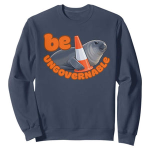 Neil The Seal Be Ungovernable Sweatshirt Funny Tasmania Elephant Seal Road TS11 Navy Print Your Wear