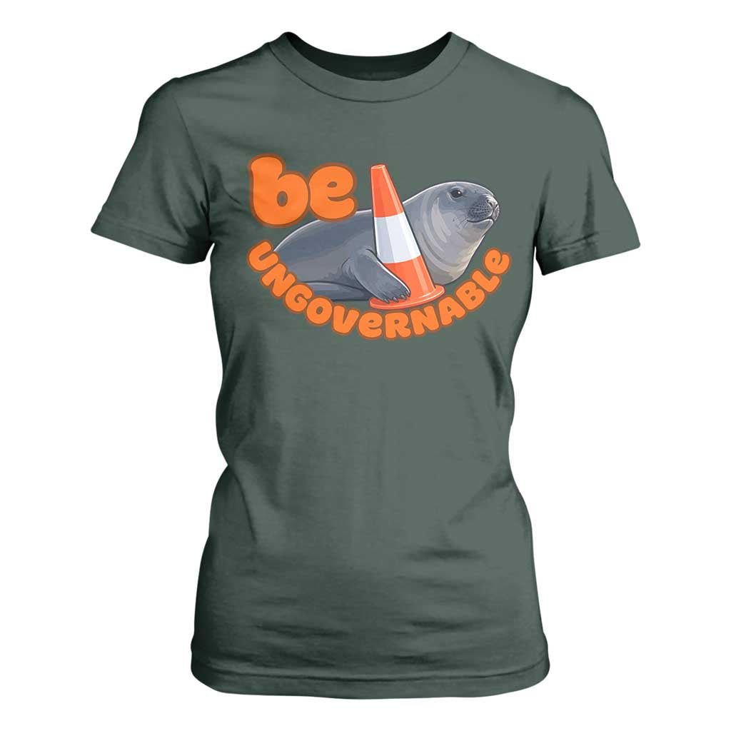 Neil The Seal Be Ungovernable T Shirt For Women Funny Tasmania Elephant Seal Road TS11 Dark Forest Green Print Your Wear