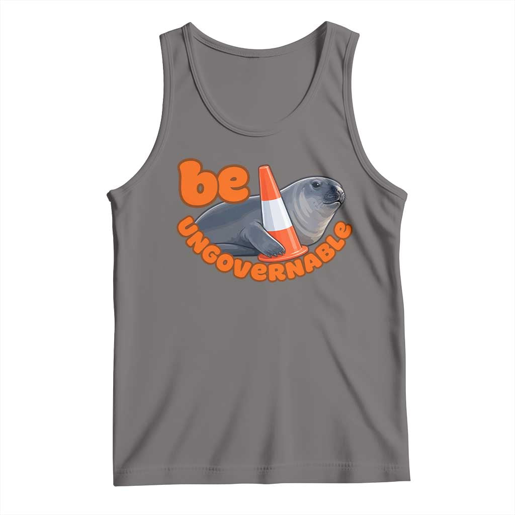 Neil The Seal Be Ungovernable Tank Top Funny Tasmania Elephant Seal Road TS11 Deep Heather Print Your Wear