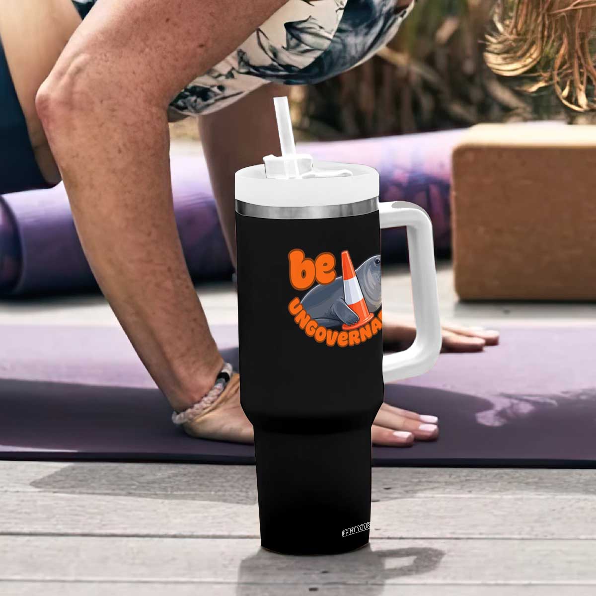 Neil The Seal Be Ungovernable Tumbler With Handle Funny Tasmania Elephant Seal Road TS11 Print Your Wear
