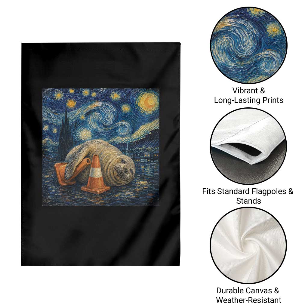 Funny Neil The Seal Starry Night Garden Flag Van Gogh Art for Tasmania Seal Lovers TS11 Print Your Wear